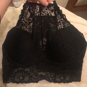PINK black lace bralette